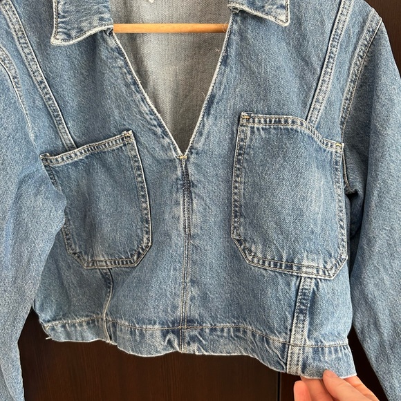 Zara Light Blue Denim Crop  Shirt Jacket - Picture 2 of 6